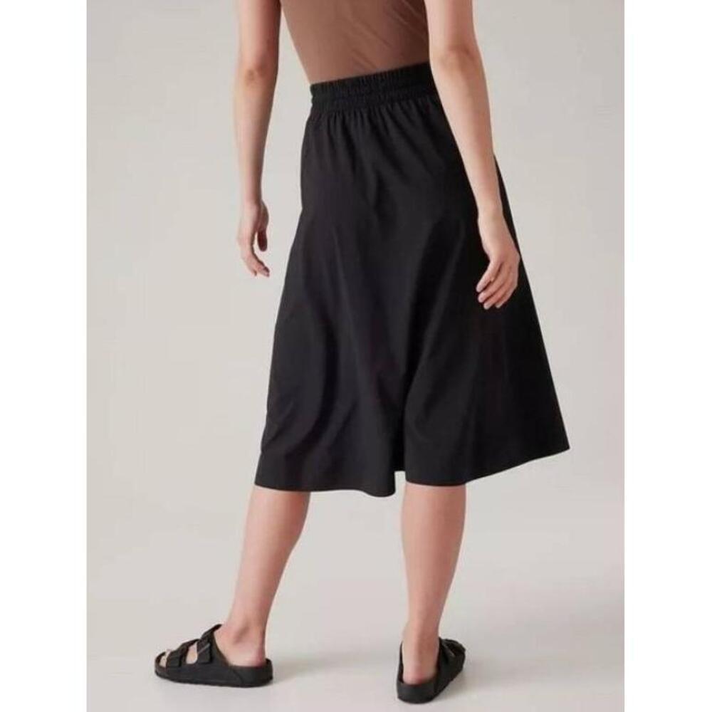 Athleta Black A-Line Skirt With Pockets Midi Strings Womens Size 22 - Picture 2 of 12